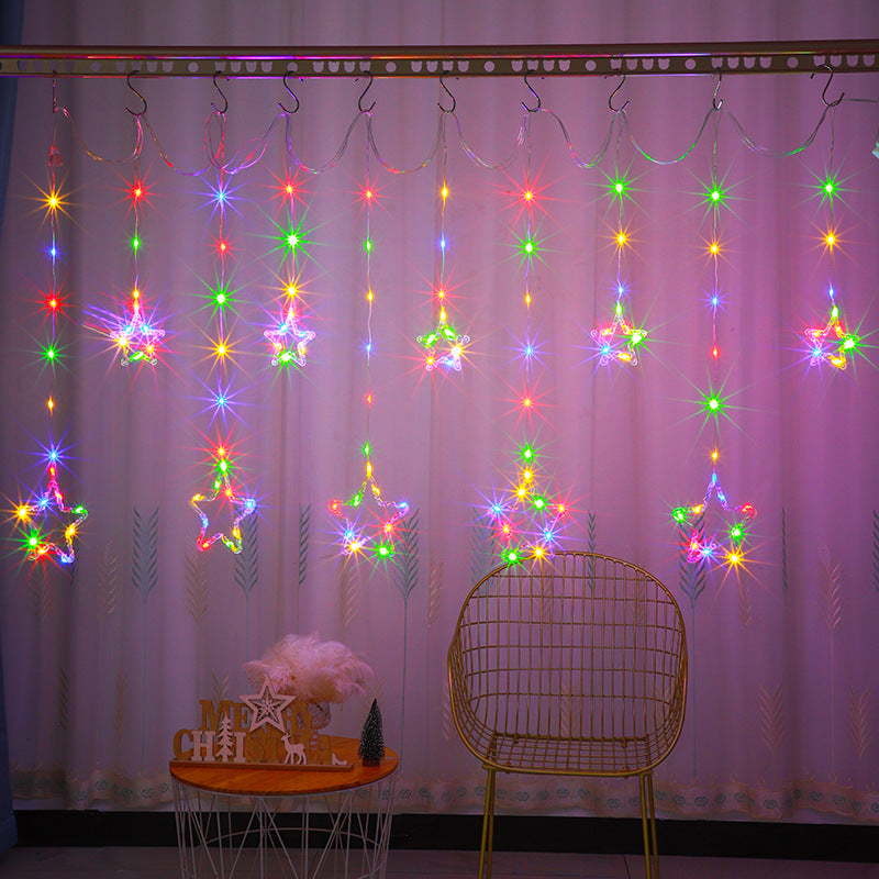 LED Snowflake and Reindeer Christmas Curtain Lights – Room and Patio Holiday Decor Lights, 5+5 Curtain Light Set, 9.8 feet in length