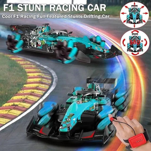 Gesture Sensing Remote Control Car, F1 RC Stunt Car 1:14 Scale 4WD 2.4GHz 360 ° Rotating RC Cars Toy for Kids with Spray Lights RC Drift Car Boys Girls Gifts Birthday Xmas for 6-12 Year Old