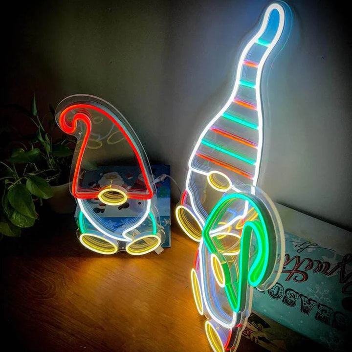 Merry Christmas Gnomes Neon Sign – Whimsical Holiday Decor with Vibrant Neon Glow