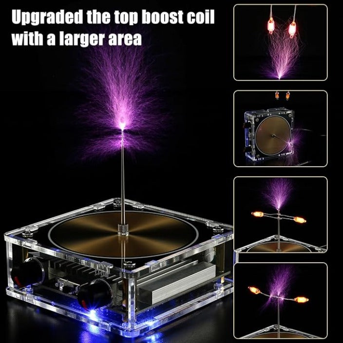 Hand-touchable Lightning Novelty Light,Bluetooth Music Tesla Coil, Touchable Artificial Lightning Spark Gap Arc Generator, Wireless Transmission Experiment Model