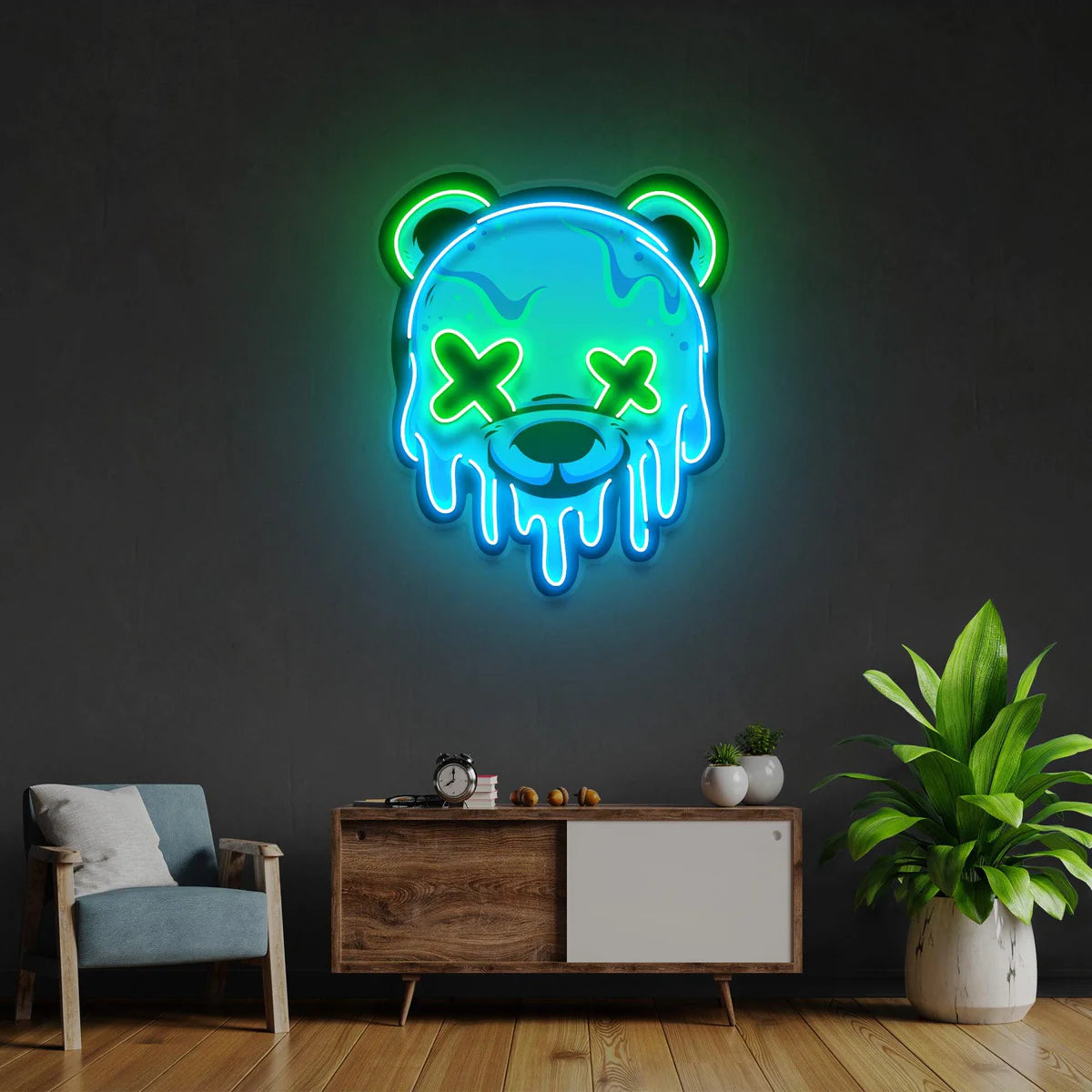 Iced Bear Neon Sign - Modern Art Decor, Bear Neon Light, Vibrant Wall Art, UV Printed LED Light,for Bar Shop Home Wall Kitchen Decor