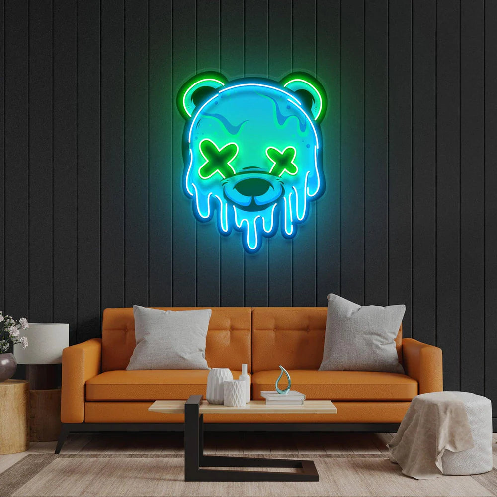 Iced Bear Neon Sign - Modern Art Decor, Bear Neon Light, Vibrant Wall Art, UV Printed LED Light,for Bar Shop Home Wall Kitchen Decor