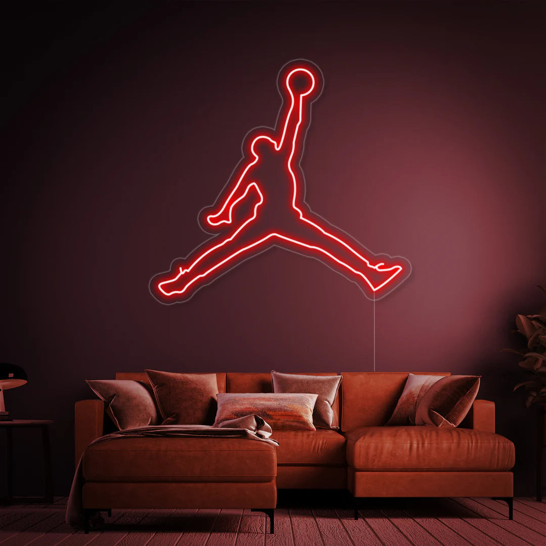 Basketball Player Neon Sign: Dynamic Design, Vivid Red Glow, and Durable Construction for Sports-Themed Spaces