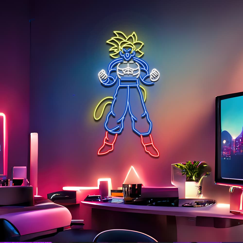 Songoku Super Saiyan Neon Sign – Dynamic, High-Energy Decor for Anime and Gaming Enthusiasts