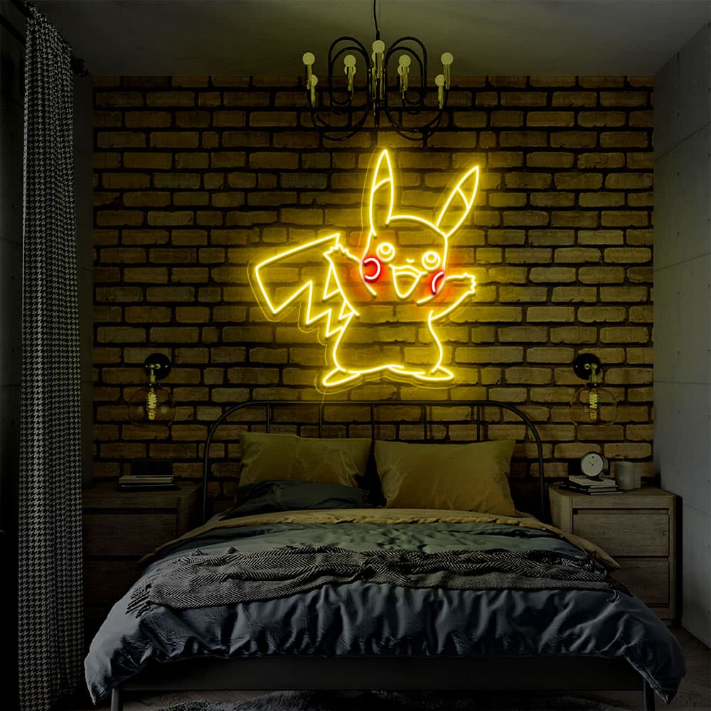 Cute Bright Yellow Pikachu LED Night Light Pokemon sold Game Room Wall Decor