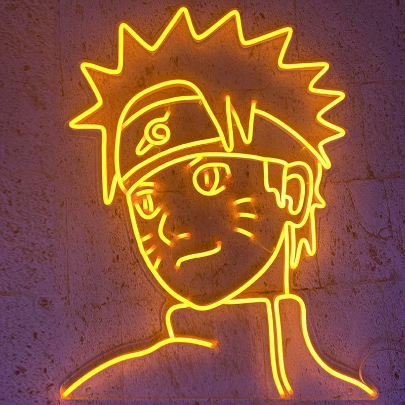 Neon Naruto Sign – Warm Orange Glow Featuring Iconic Anime Character for Personal Rooms, Themed Cafés, and Comic Stores