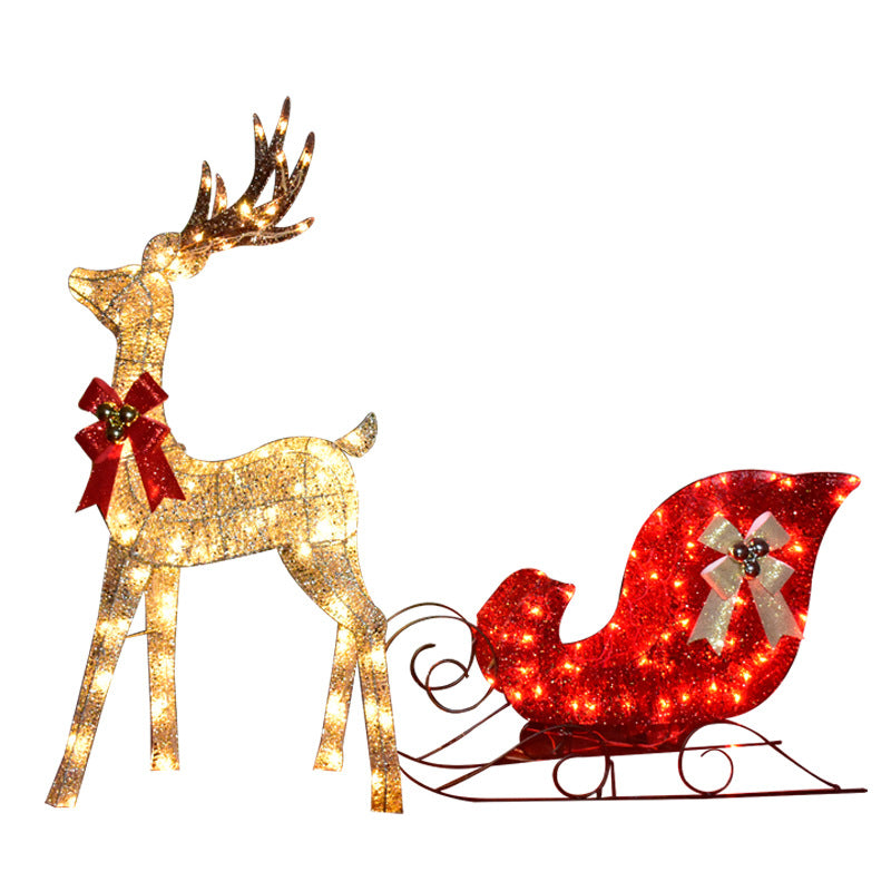 Lighted Christmas Reindeer & Sleigh Outdoor Decor Set  LED Lights