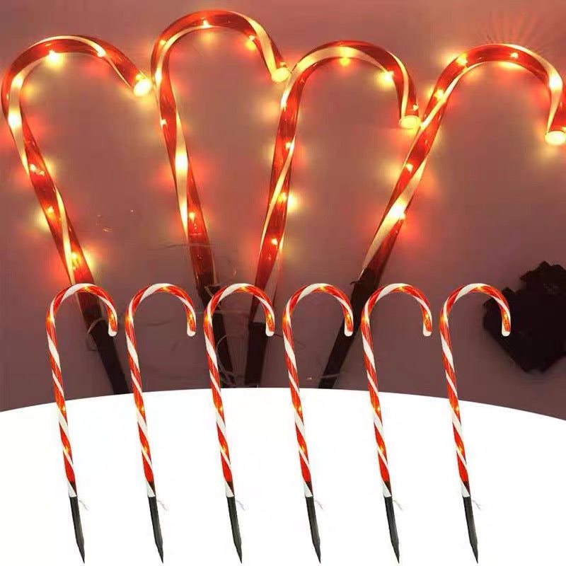 Outdoor Solar Christmas Lights ¨C Solar Candy Cane Ground Lights for Holiday Lawn Decoration, Set of 1 to 5 for a Festive Winter Wonderland.Candy Cane Lights.