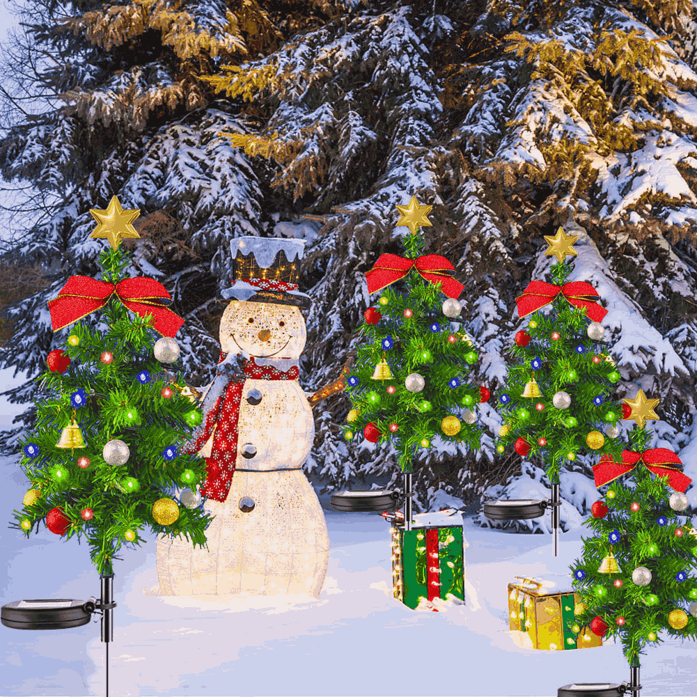 Colorful Solar-Powered Christmas Stake lights .Christmas Tree Shaped  Lights for Your Garden ¨C Brighten Up Your Outdoor Decor with Festive Christmas Stake Lights!