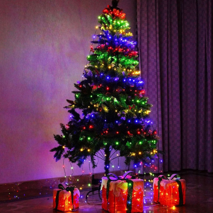 Quntis LED Ring Xmas Tree Topper Lights ¨C Low Voltage Waterfall USB String Lights with Remote for Flowing Effect Holiday Tree Decoration