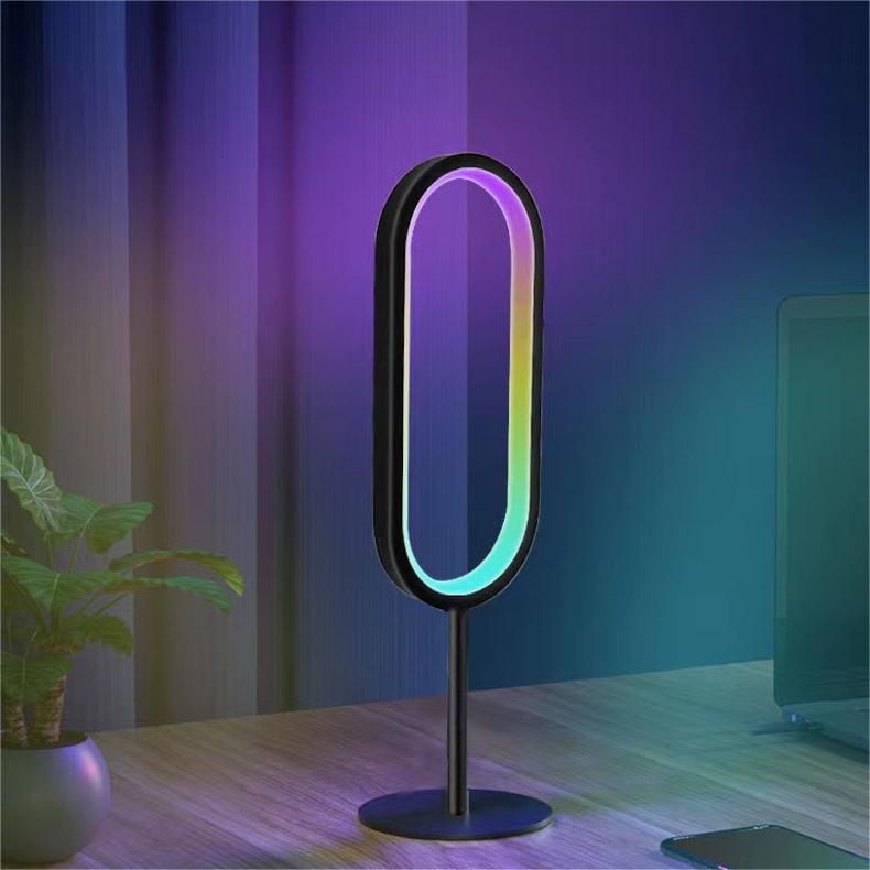 Quntis RGB Table Lamp, Dimmable LED Night Lamp Ambient Lighting with Smart Remote for Gaming