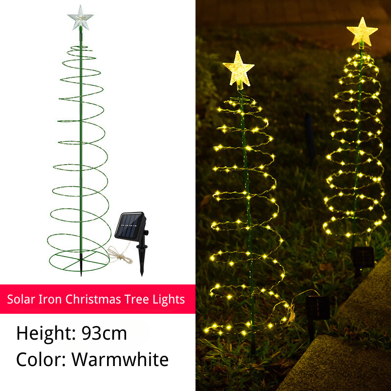 Solar Christmas Tree Lights ¨C Iron Art Copper Wire Outdoor Star Lights for Garden, Lawn & Patio Decor