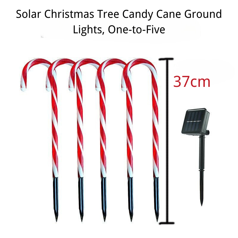 Outdoor Solar Christmas Lights – Solar Candy Cane Ground Lights for Holiday Lawn Decoration, Set of 1 to 5 for a Festive Winter Wonderland.Candy Cane Lights.