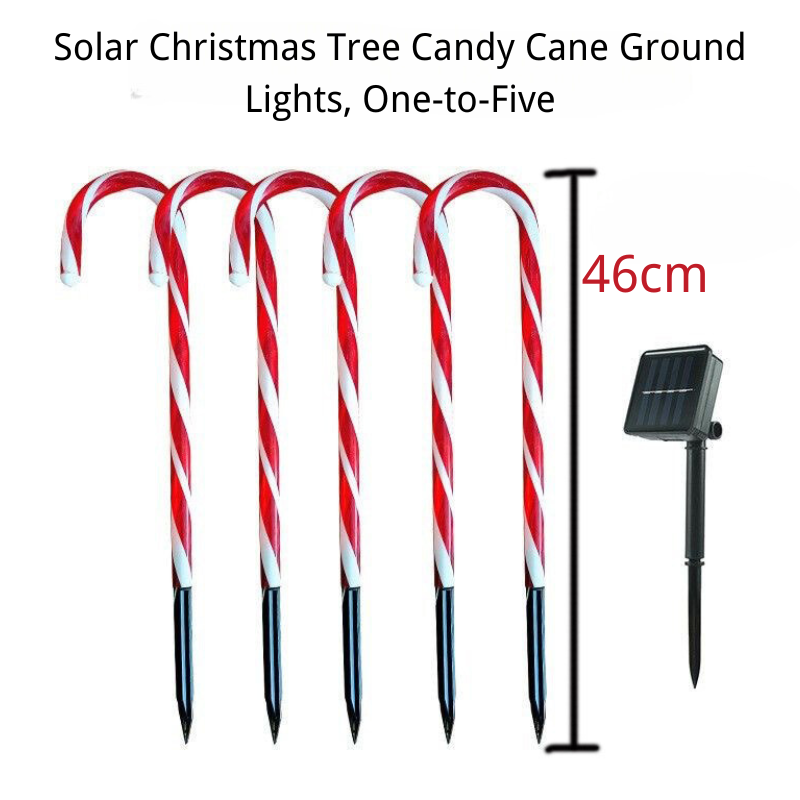 Luzes de Natal Solar ao Ar Livre – Luzes de Cana-de-Açúcar Solar para Decoração de Relvado nas Festas, Conjunto de 1 a 5 para um Maravilhoso Inverno Festivo. Luzes de Cana-de-Açúcar.
