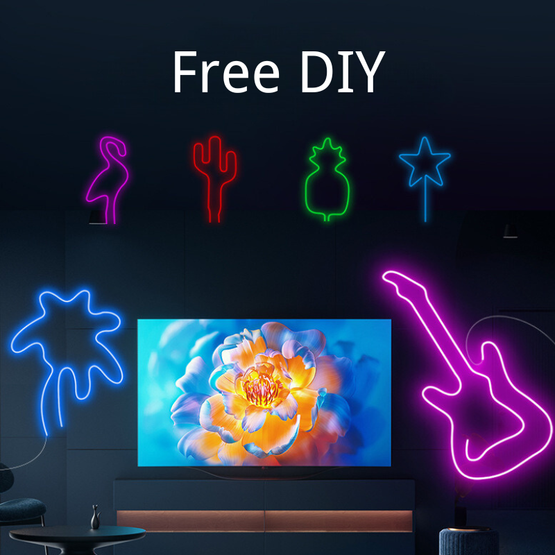 RGBIC 5V Bluetooth Music Dynamic Neon Light Strip - 2m, 3m, 5m DIY Shape Customization, Perfect for Gaming Room Decor