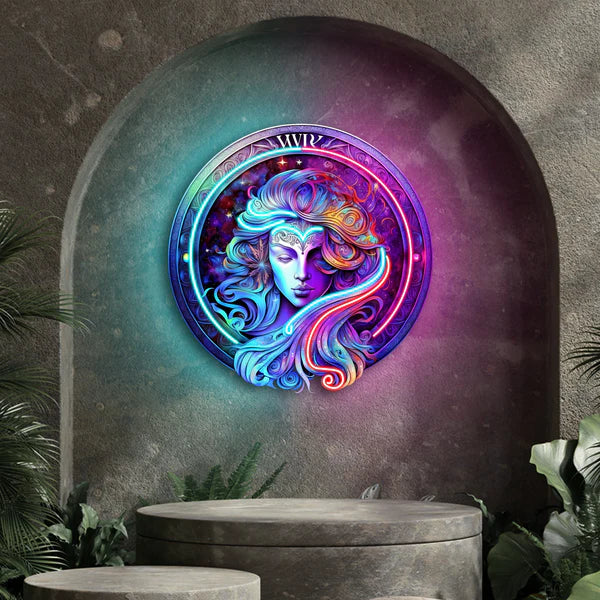 Virgo Zodiac Neon Sign Celestial Elegance for Astrology Enthusiasts Meditation Rooms Art Studios Living Spaces