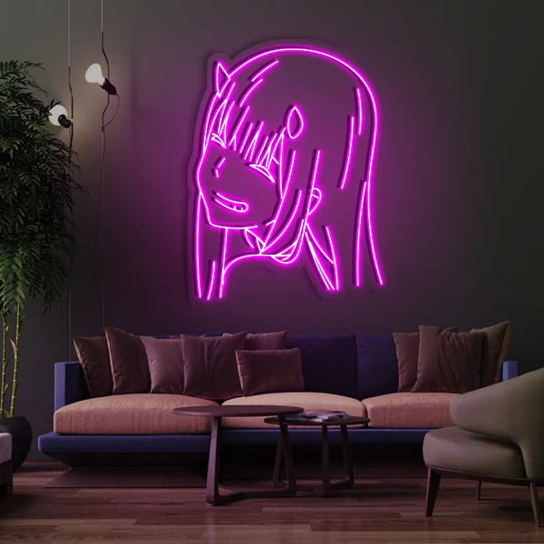 Purple Anime Girl Neon Sign for Bedroom and Gaming Room Decor