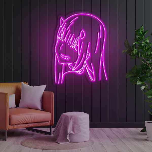 Purple Anime Girl Neon Sign for Bedroom and Gaming Room Decor