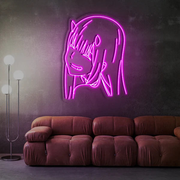 Purple Anime Girl Neon Sign for Bedroom and Gaming Room Decor