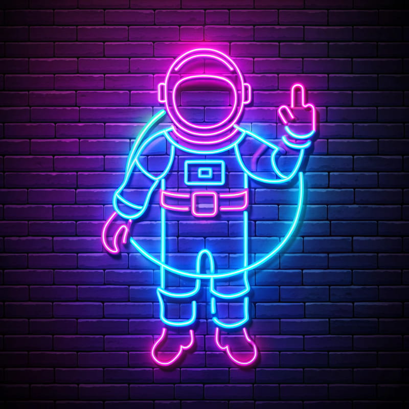 Neon Astronaut Sign – Cosmic and Vibrant with Pink, Blue, and Teal Colors for Inspiring Space Exploration Décor