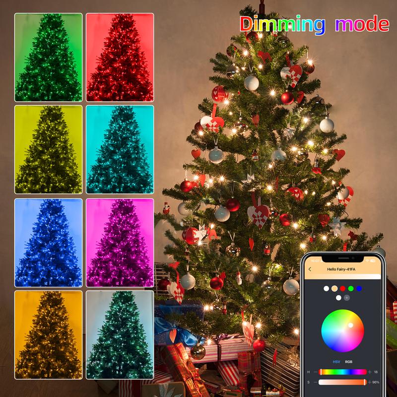 6FT Pre-lit Artificial Christmas tree with LED lights,sync with music,metal base stand for home,office,party,xmas decoration