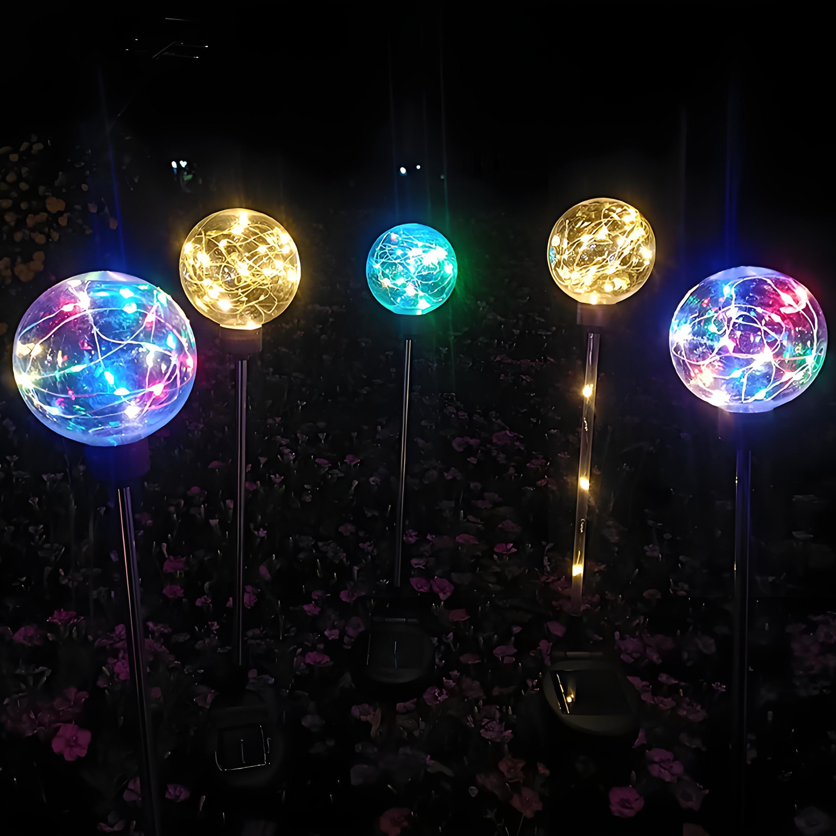 Luci da Giardino in Rame Luminoso - Luci da Giardino a Pannello Solare per Decorazioni di Ville e Patii, Luci Decorative a LED a Forma di Palla per Natale 1 Pezzo