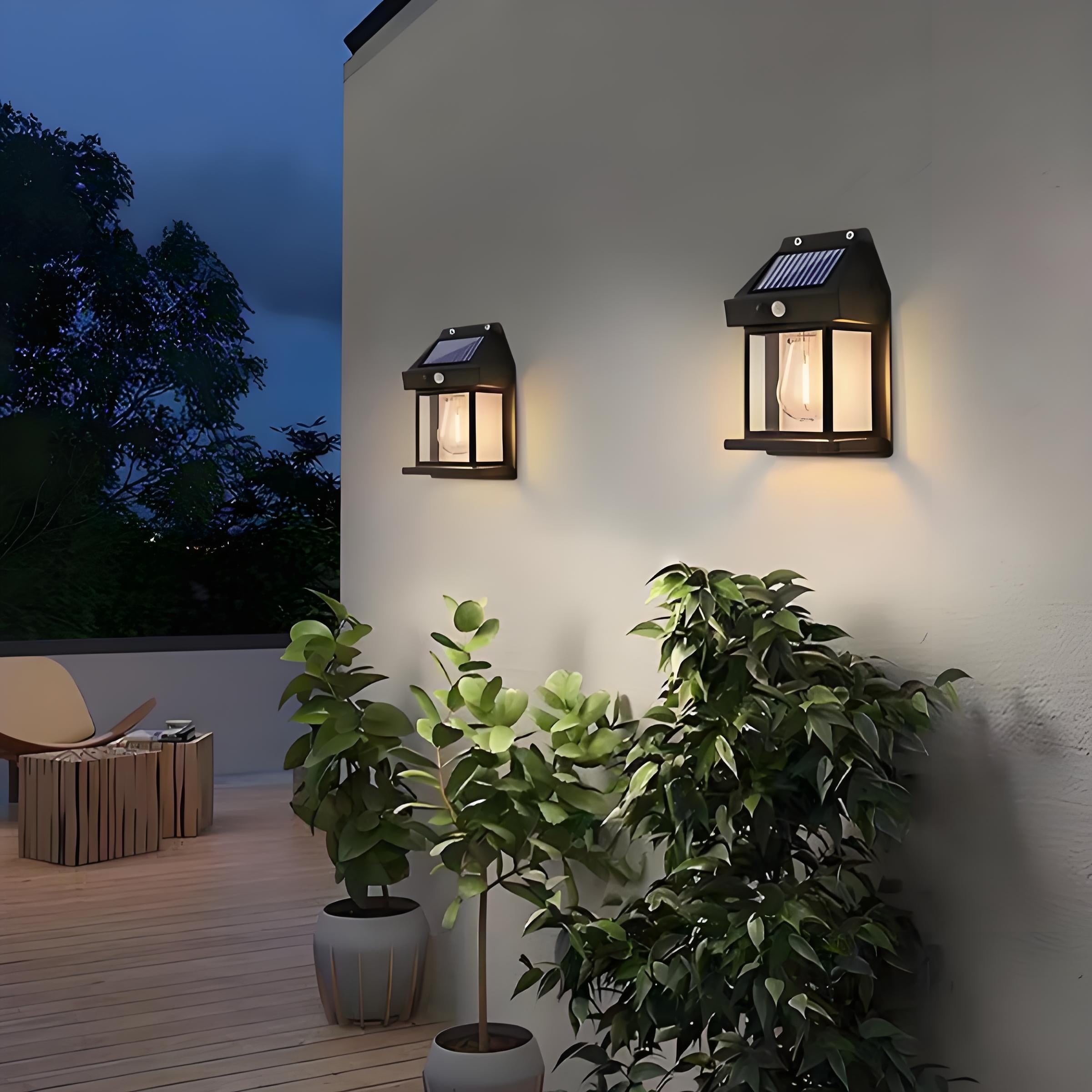 IP55 Solar Tungsten Wire Lights ¨C Motion Sensor Outdoor Wall Light for Garden & Villa, Auto On at Dusk