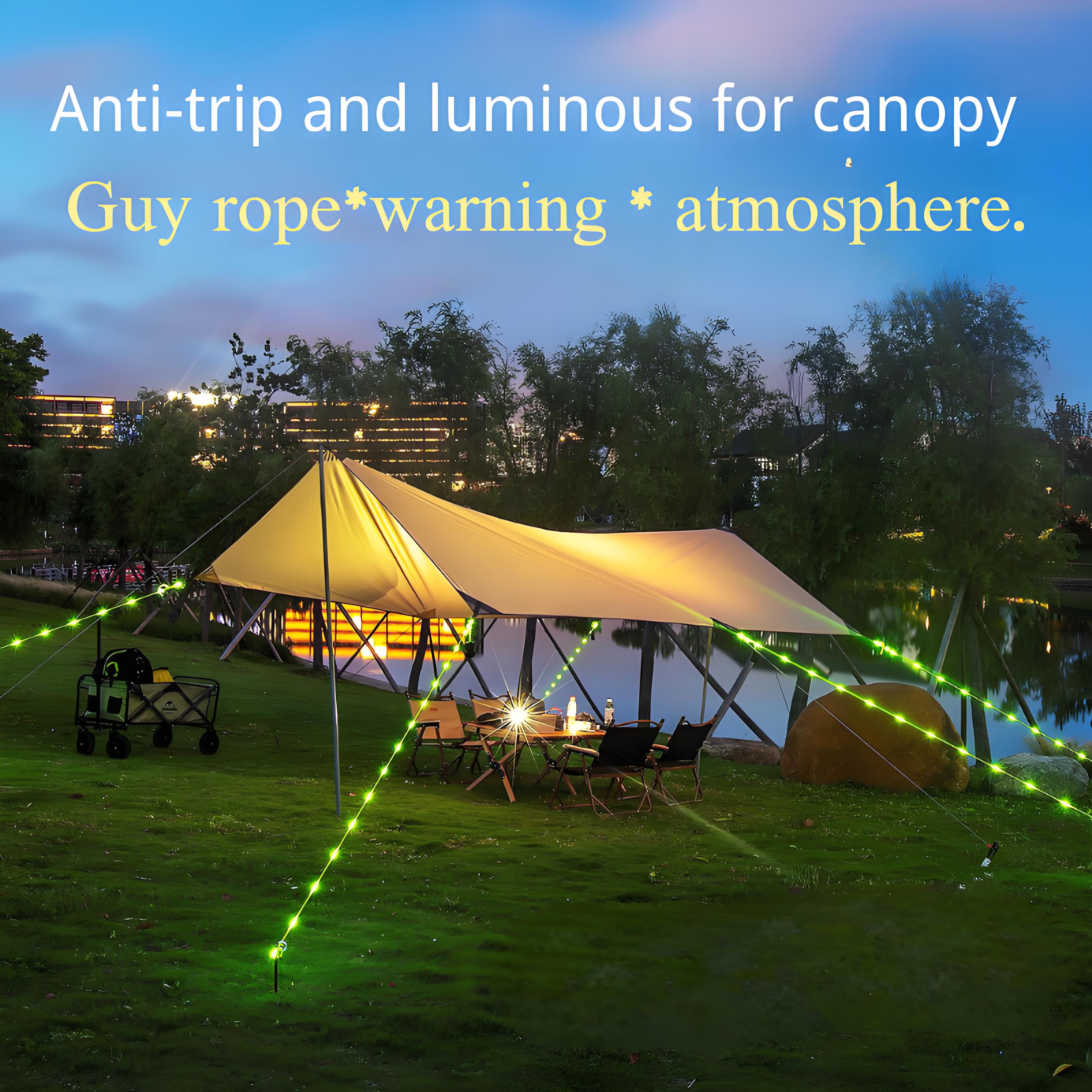 8Models New Canopy Tent Camping Decorative Lights, Waterproof Luminous Guy Rope Lights, Tent Anti-trip Lights, Camping Light Strings.