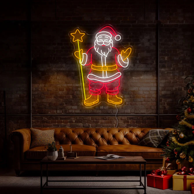 Festive Santa Claus Neon Sign – Vibrant Holiday Cheer with Modern Neon Elegance