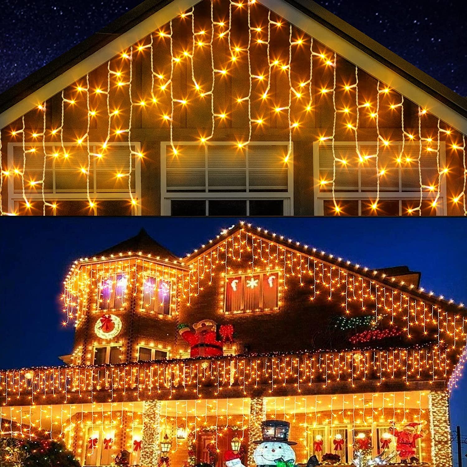 Quntis 400 LED 32FT Vorhanglichter – 80 Tropfen Eiszapfen & Kristallkugel, 2 Modi für Feiertags- & Weihnachtsdekoration