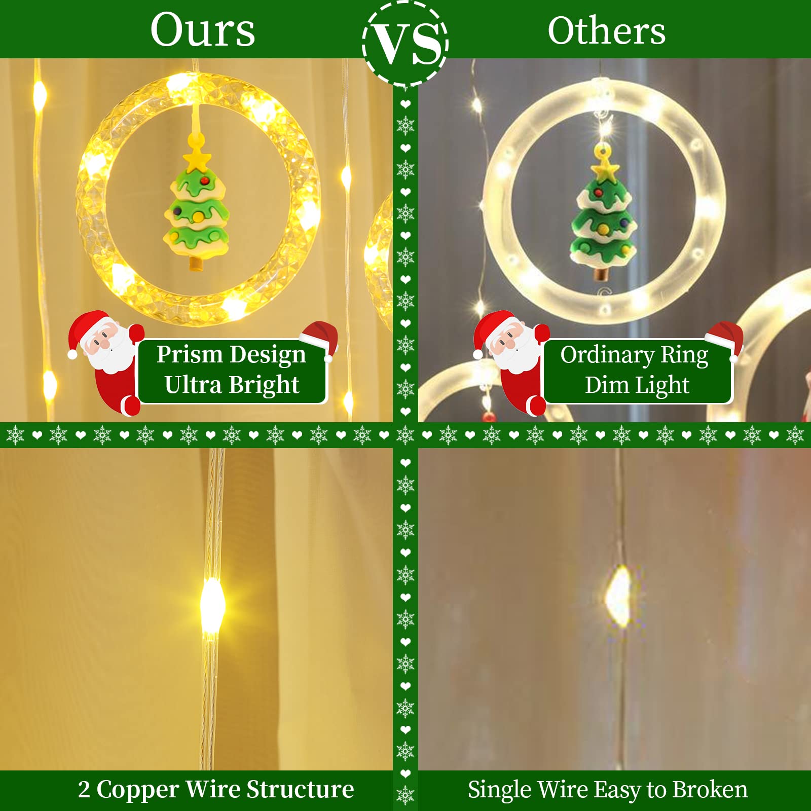 Quntis Christmas LED Curtain Lights ¨C 100 LEDs, 9.8FT x 2.3FT Christmas Window Lights with 8 Modes for Holiday & Xmas Decor