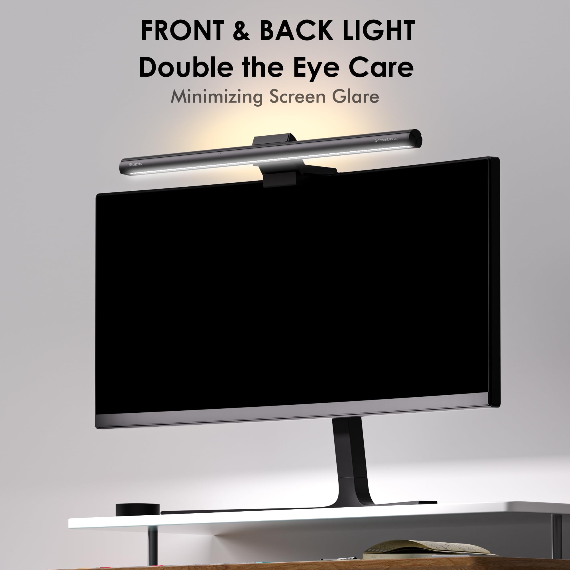 Quntis Monitor Light Bar with Remote, 16.7'' Eye Care No Glare Computer Light Bar with Backlight, Auto-Dimming & Timer, Stepless Dimming Monitor Lamp for Desk Gaming Home Office Curved Monitors(16.73Inch)