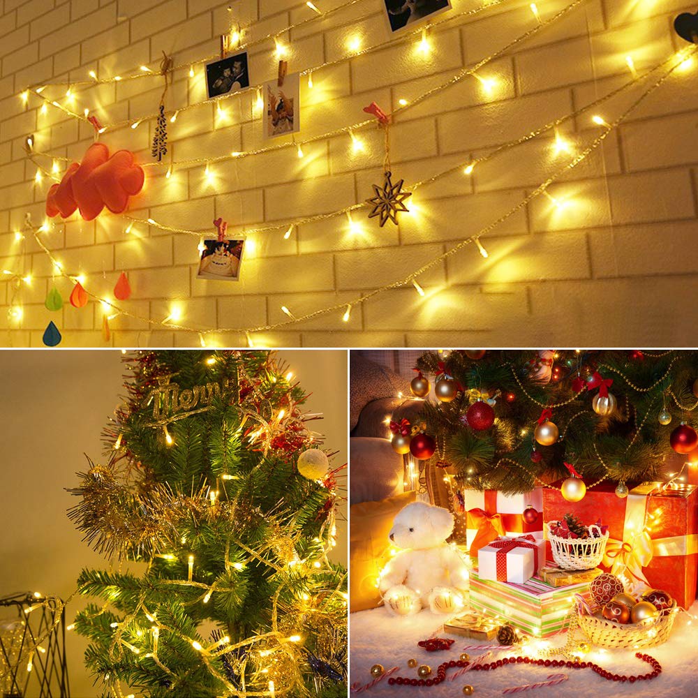 Quntis 32ft 100 LED String Lights – 8 Modes Twinkle Lights, Waterproof with Memory for Wedding & Christmas Decor