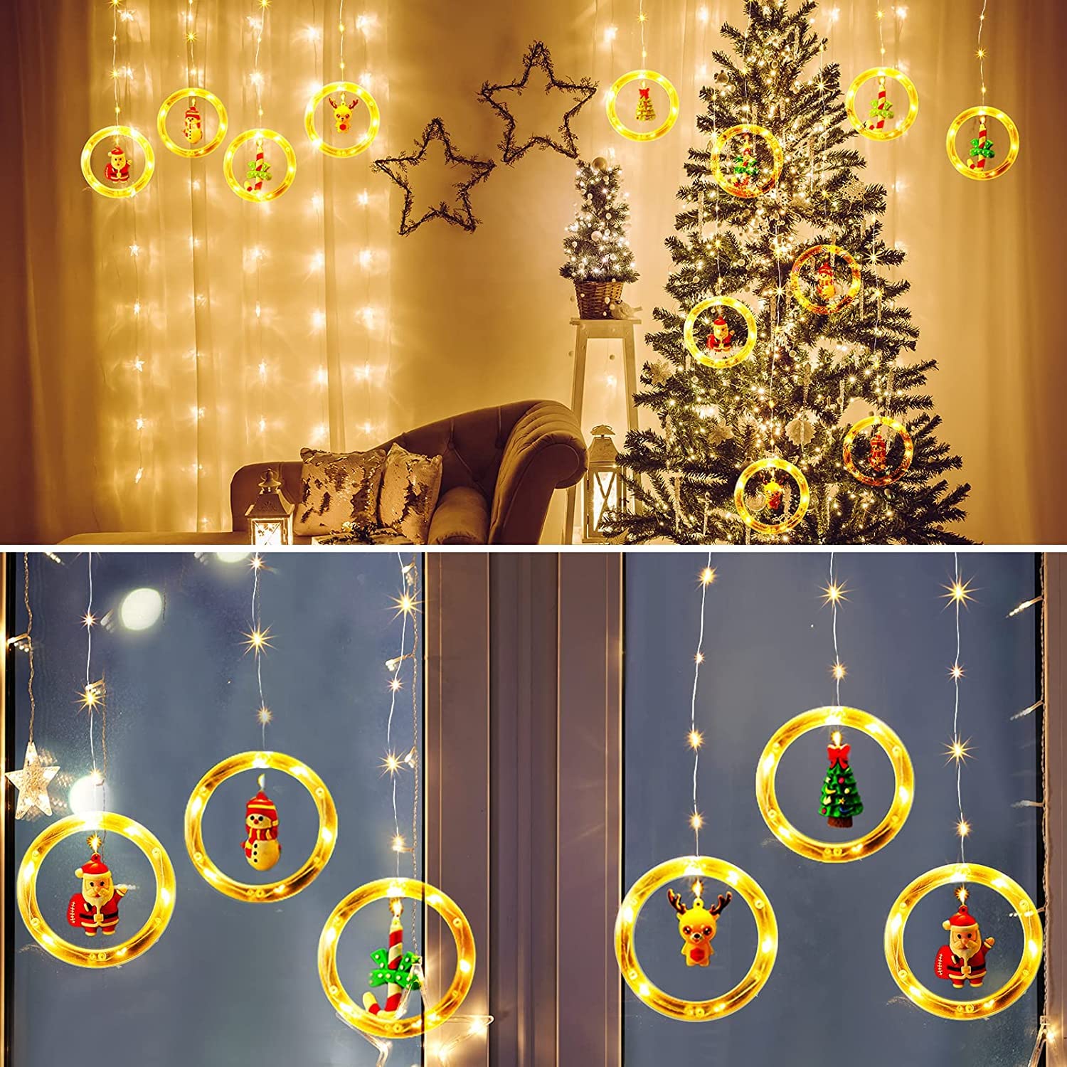 Quntis Christmas LED Curtain Lights ¨C 100 LEDs, 9.8FT x 2.3FT Christmas Window Lights with 8 Modes for Holiday & Xmas Decor