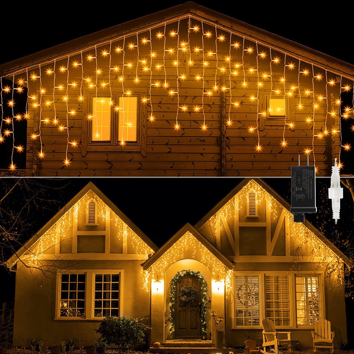 Quntis 400 LED 32FT Curtain Lights – 80 Drops Icicle & Crystal Ball, 2 Modes for Holiday & Christmas Decor