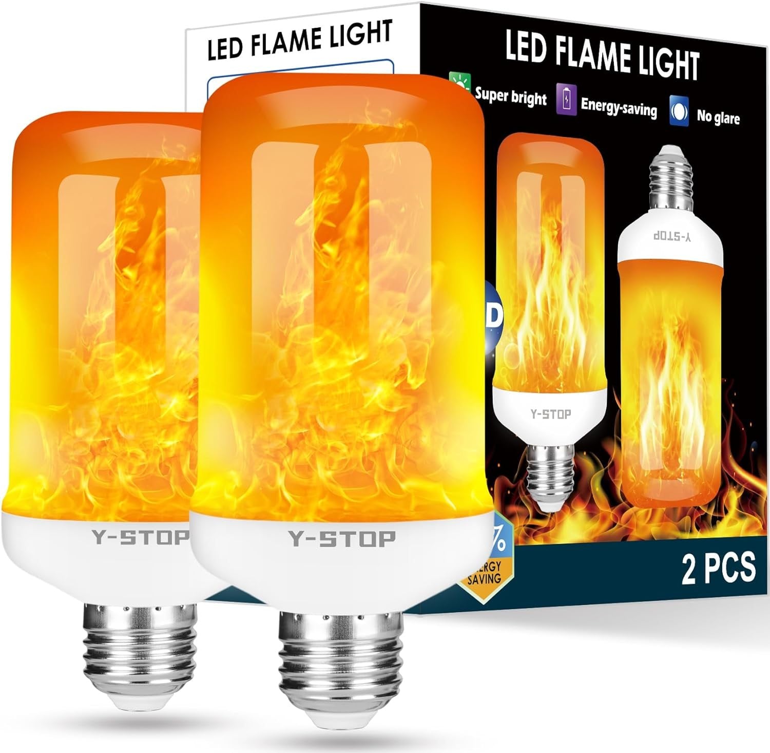 Quntis LED Flame Light Bulbs, 4 Modes Fire Light Bulb Flickering Light Bulb for Christmas Halloween Decor Outdoor, Indoor, Home Decor