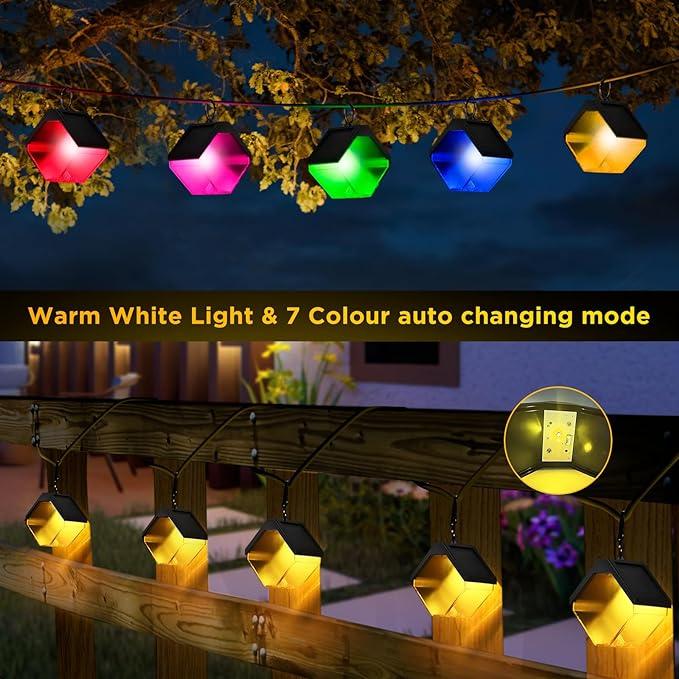 Solar Wall Light Outdoor, Solar Lights for Outdoor Garden with 2 Modes (RGB/Warm White) Waterproof LED Fence Lights Solar Deck Step Lights for Outdoor Light