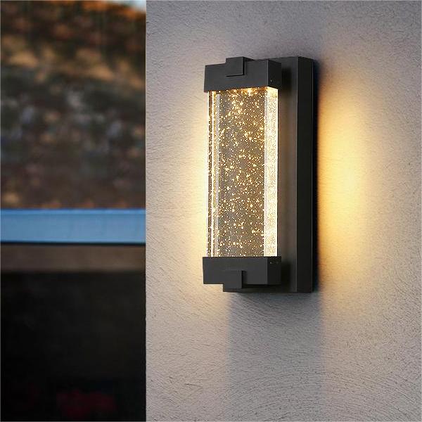 Outdoor Wall Lights Sconce with K9 Crystal Bubble  Exterior LED Wall Mounted Light, Modern Porch Lantern  for Outdoor