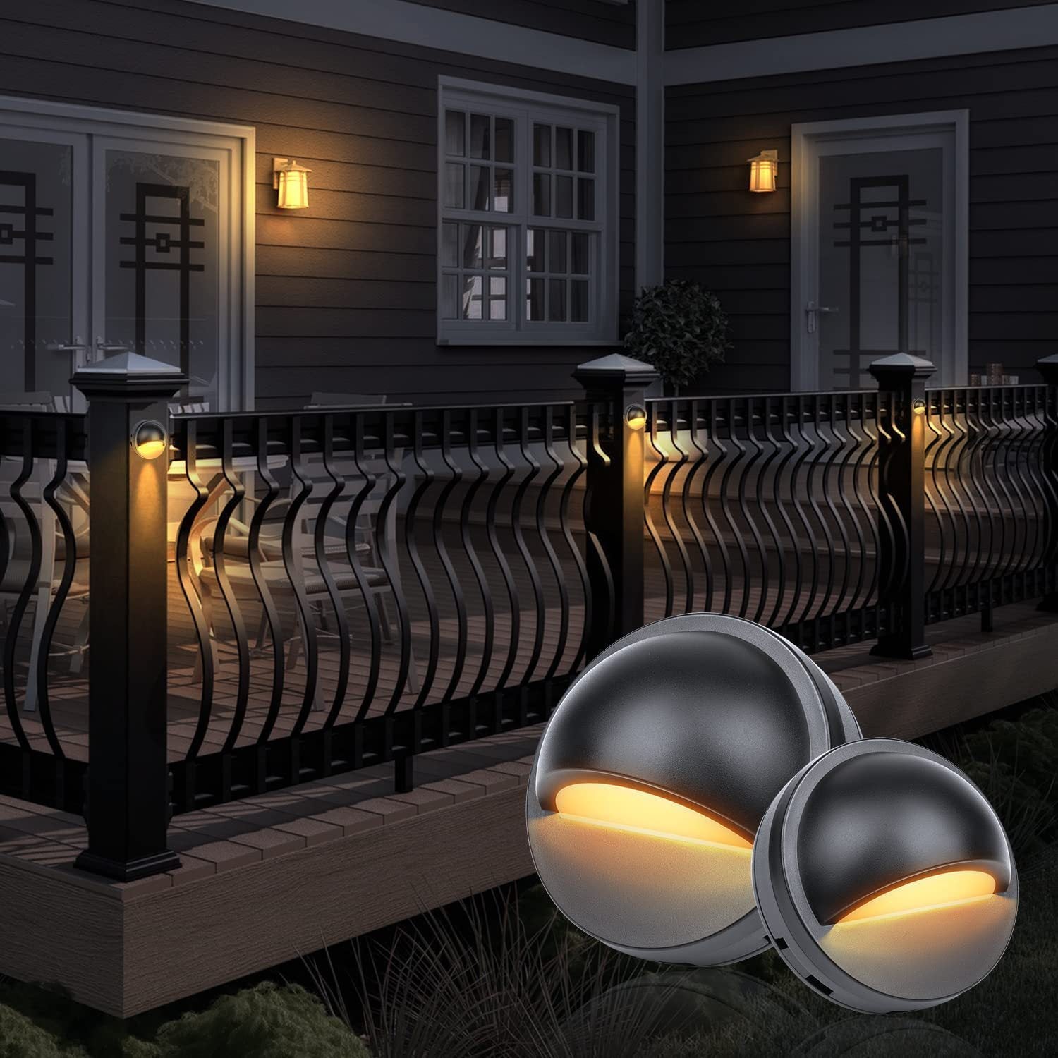 Recessed Deck Stairs Solar Step Lights low voltage with Wire Connector,  LED  Lights for Landscape Path Stair Walkway Yard Fence Patio, 6PACK