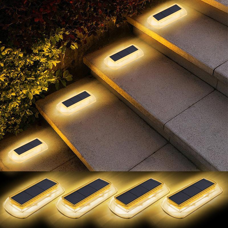 Solar Step Lights Outdoor Waterproof LED, 4 Pack Warm White Solar Stair Lights Outdoor Mailbox Gutter Lights Solar Powered