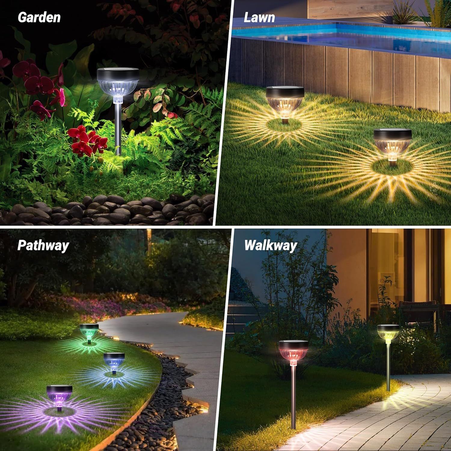 Solar Pathway Lights Outdoor Waterproof  Color Changing Garden Light Solar Powered for Outside(RGB/Warm White/Cool White)