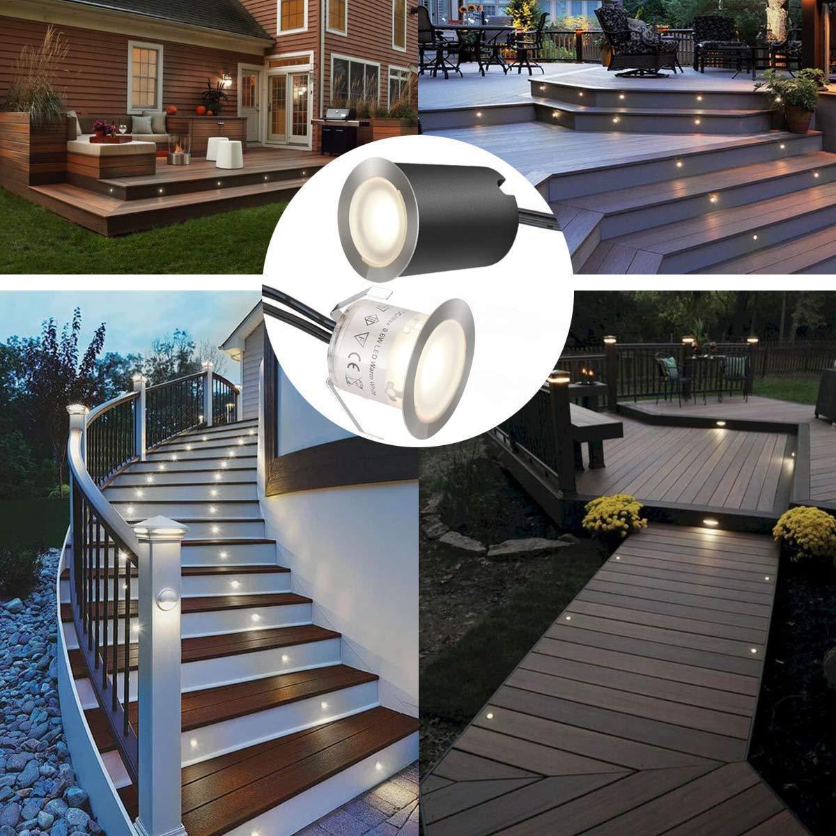 16 Pack Led recessed step light  In Ground Outdoor LED solar step Lights IP67 Waterproof,10V Low Voltage for Garden,Yard Stair,Patio,Floor,Kitchen Decoration