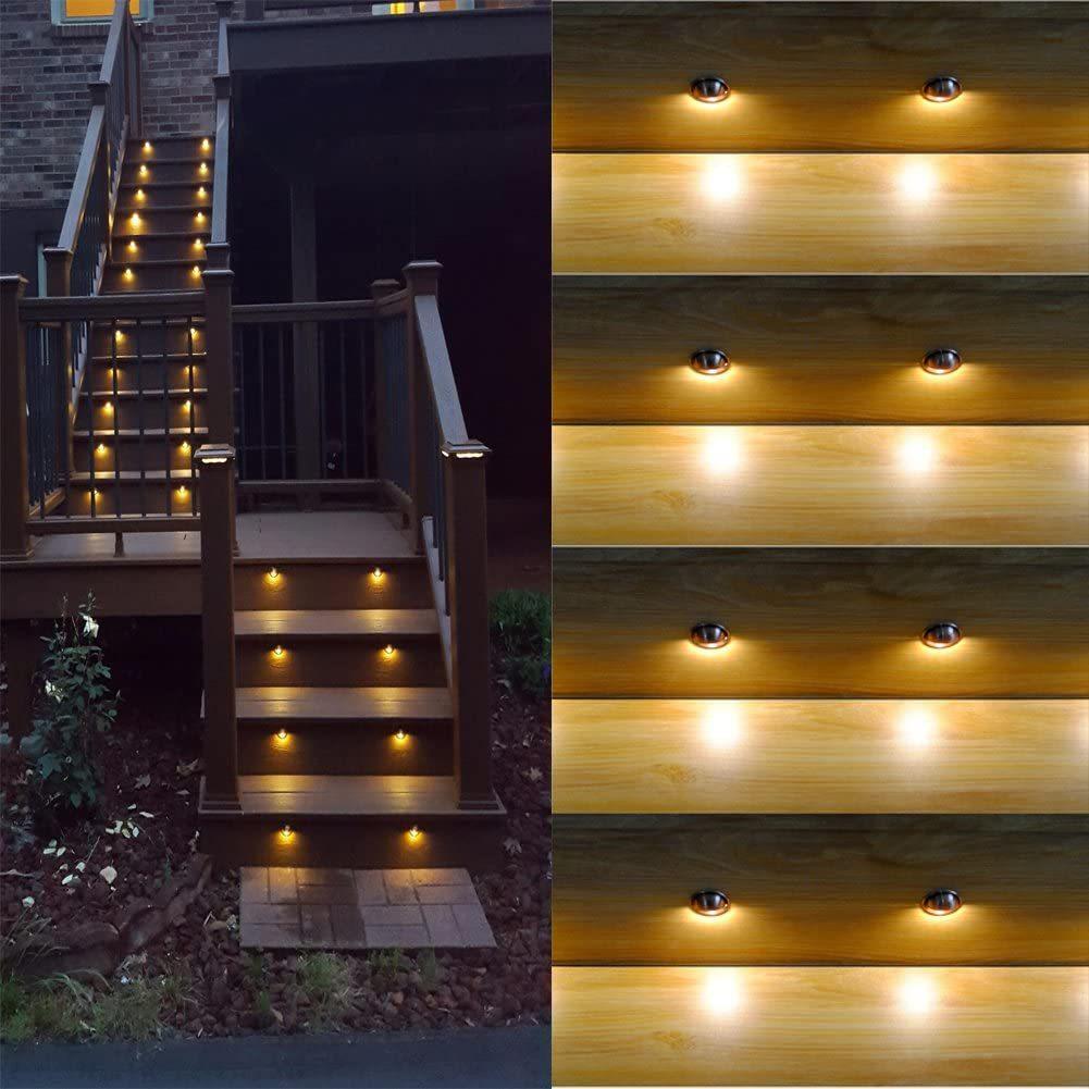 Recessed Deck Stairs Solar Step Lights low voltage with Wire Connector,  LED  Lights for Landscape Path Stair Walkway Yard Fence Patio, 6PACK