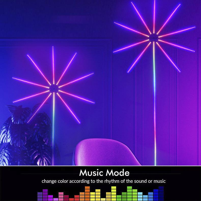 Smart Firework Led Strip Lights Indoor, Led Fireworks Lights Music/Mic Sync with Firework Launch Effect Remote & APP Control, RGB Color Changing Led Strip Lights for Room Party Decor