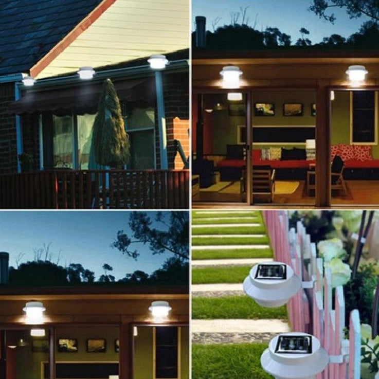 Solar Powered Gutter Lights Outdoor Decorative Waterproof Led Fence L for Railing, Outside Wall, Deck, Garden, Path, Backyard, Sidewalk, Yard, Patio, No Drilling Installation