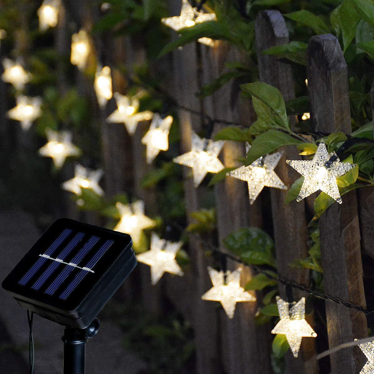 Solar String Lights Outdoor, Solar Powered Star String Lights,8 Modes Waterproof  for Gardens Patio Landscape