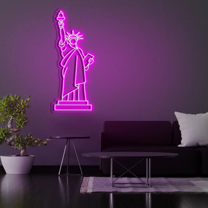 Statue of Liberty Neon Sign Radiant Purple Symbol of Freedom and Inspiration for Versatile Spaces