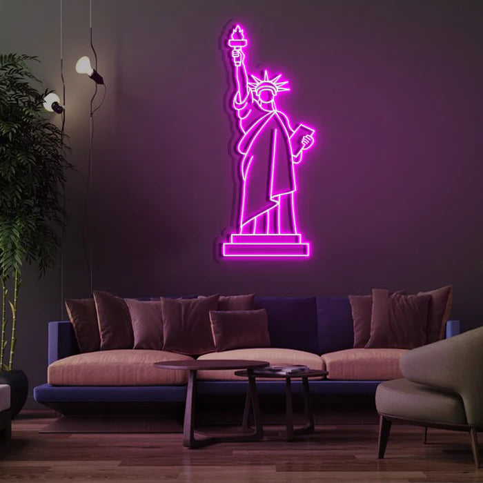 Statue of Liberty Neon Sign Radiant Purple Symbol of Freedom and Inspiration for Versatile Spaces