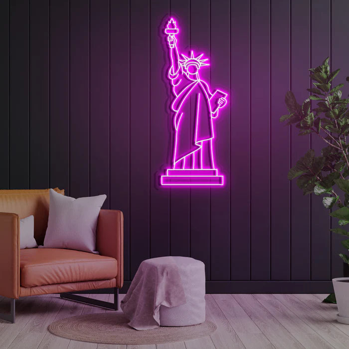 Statue of Liberty Neon Sign Radiant Purple Symbol of Freedom and Inspiration for Versatile Spaces