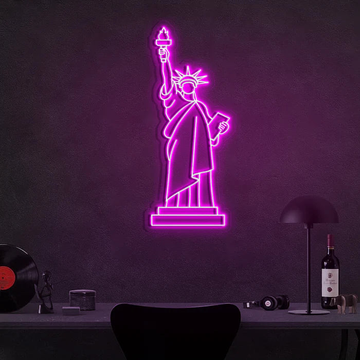 Statue of Liberty Neon Sign Radiant Purple Symbol of Freedom and Inspiration for Versatile Spaces